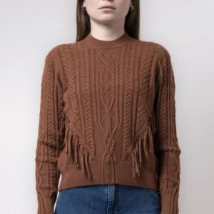 Sweater de punto trenzado y aranes en viscosa